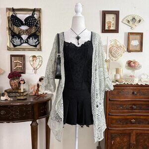 fairy grunge boho whimsigoth gray lace cardigan
